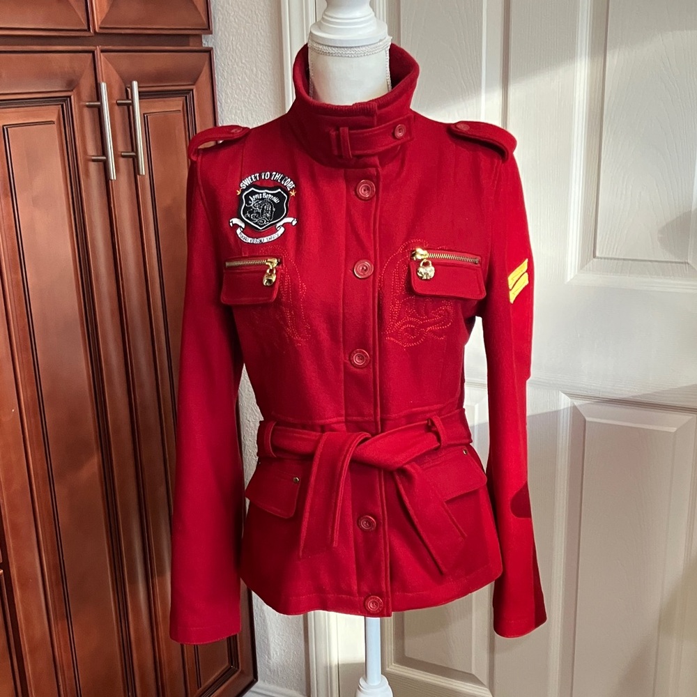 Vintage Y2K wool embroidered women’s Apple Bottoms Vibrant Red Utility Jacket